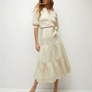 Veronica Beard Cream A-Line Skirt